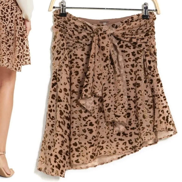Haute Hippie Edith Tie Front Leopard Skirt Women’s Size 6 New with tags! - Picture 2 of 13